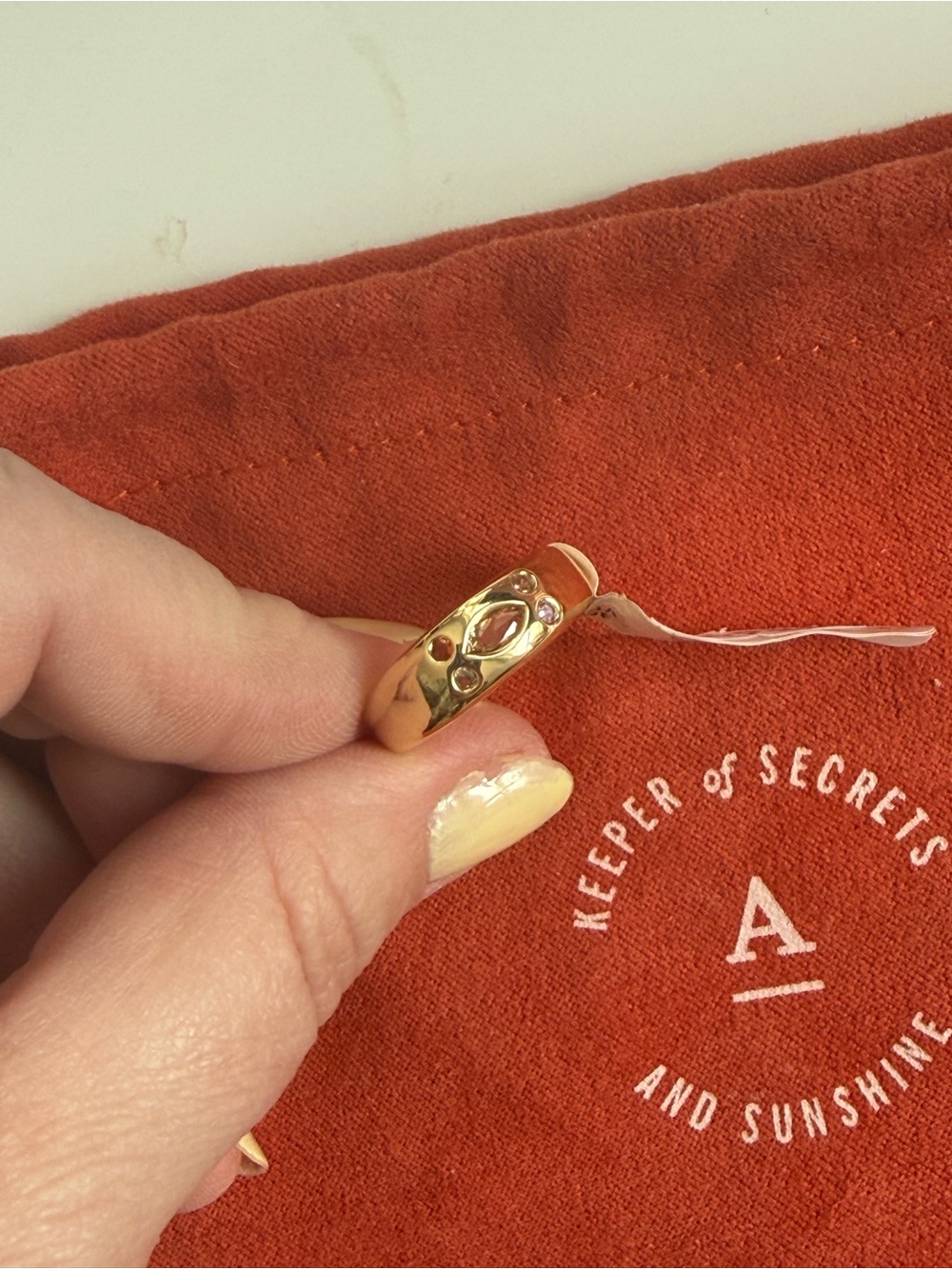 Anthropologie Gold Marquise and Accent Gemstone Ring
